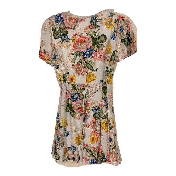 Anthropologie Indikah summer floral wrap dress with short flutter sleeves size 8 - Picture 2 of 7